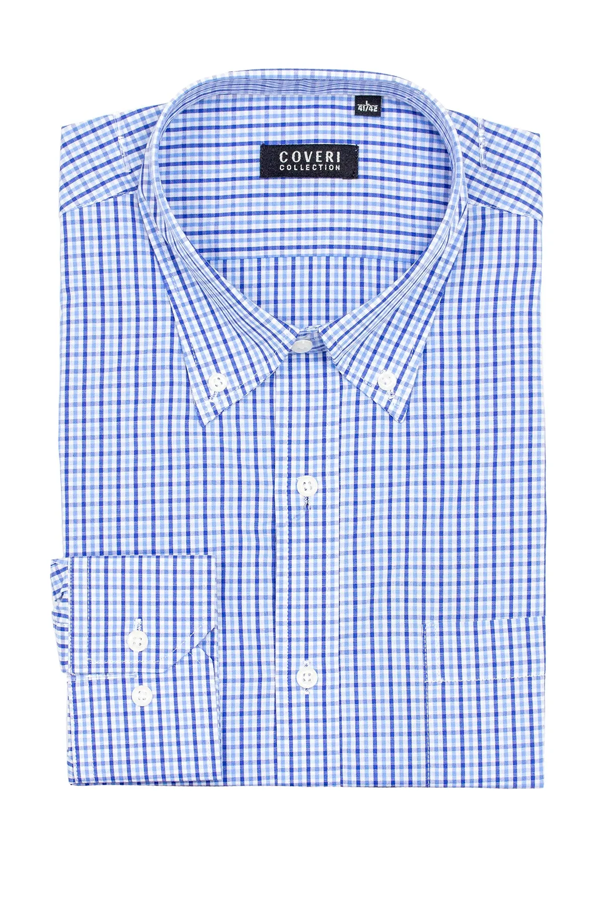 Camicia classica a quadri in puro cotone con button down