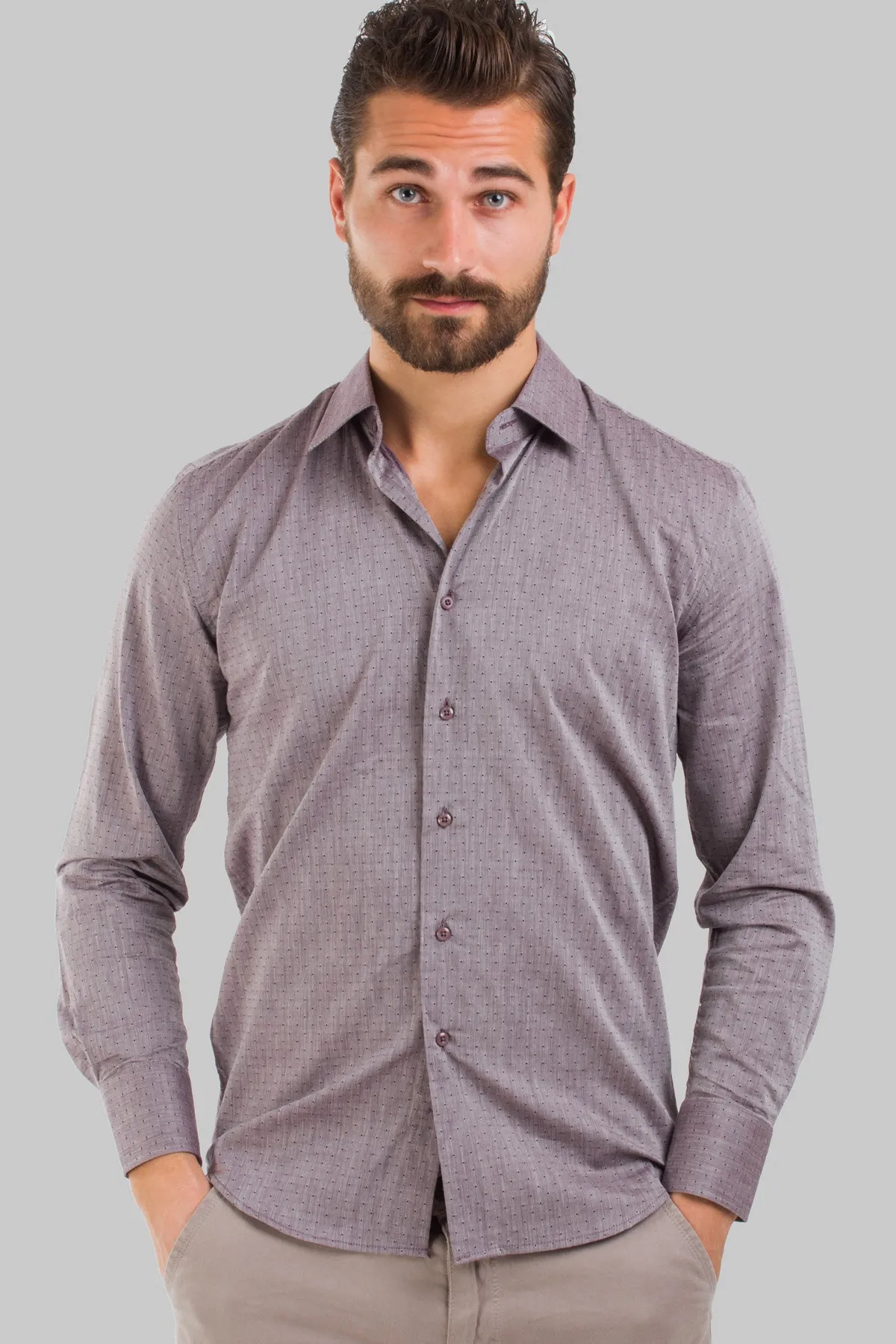 Camicia da uomo con microfantasia collo francese