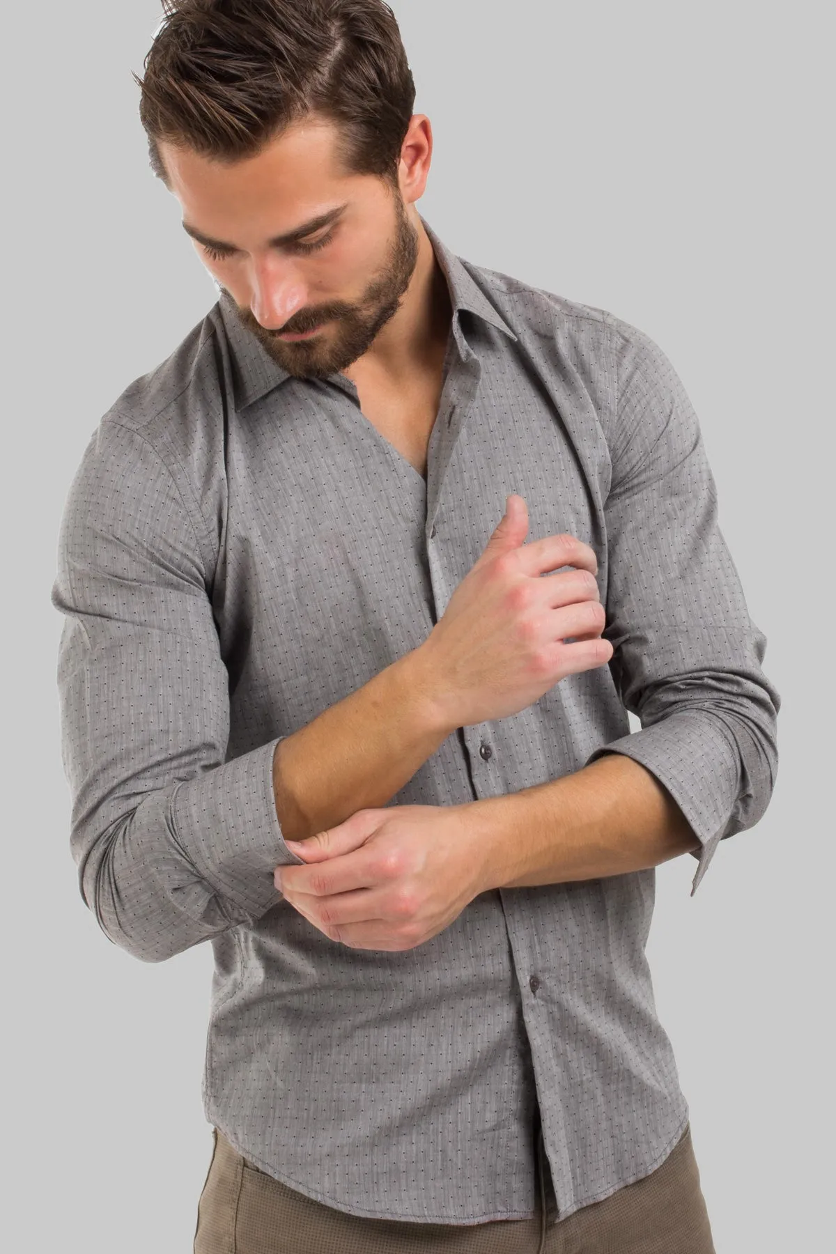 Camicia da uomo con microfantasia collo francese