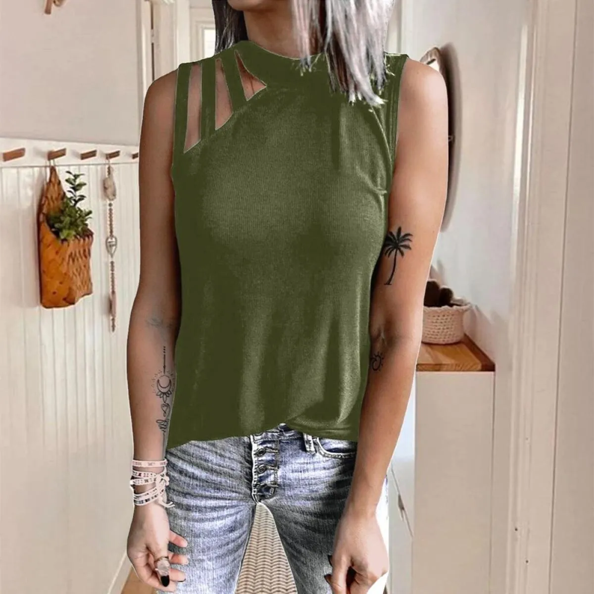 Canotte Abbigliamento donna 2024 Estate Slim Gilet senza maniche Casual Manica corta T-shirt Tees Pullover femminile S M Xxl