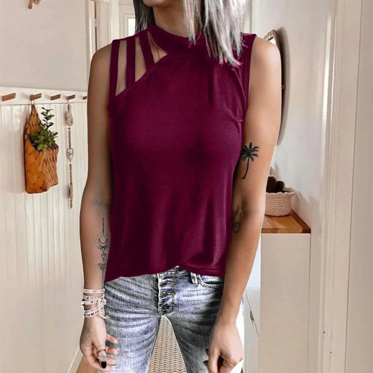 Canotte Abbigliamento donna 2024 Estate Slim Gilet senza maniche Casual Manica corta T-shirt Tees Pullover femminile S M Xxl