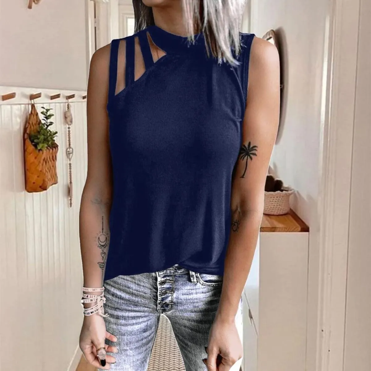 Canotte Abbigliamento donna 2024 Estate Slim Gilet senza maniche Casual Manica corta T-shirt Tees Pullover femminile S M Xxl