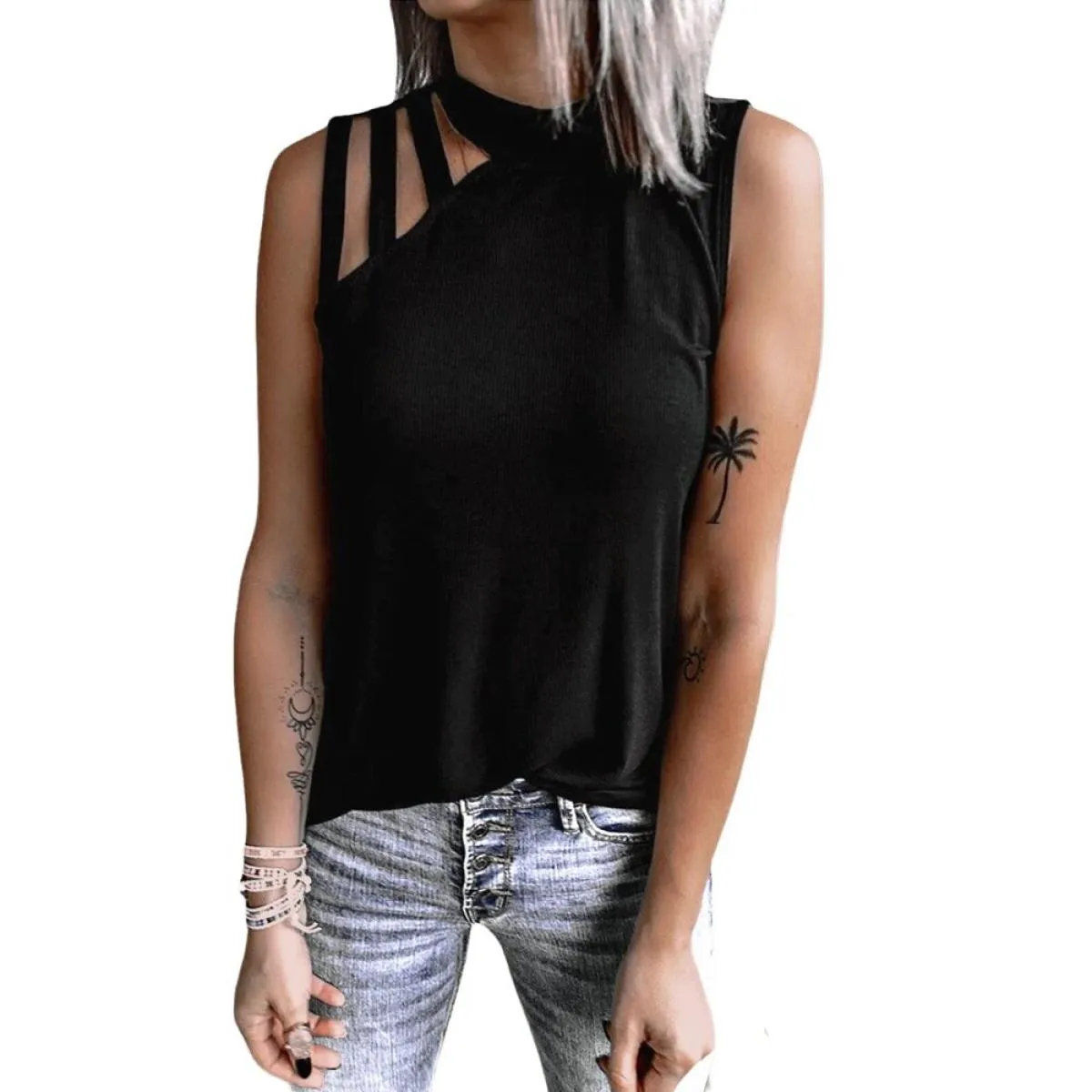 Canotte Abbigliamento donna 2024 Estate Slim Gilet senza maniche Casual Manica corta T-shirt Tees Pullover femminile S M Xxl