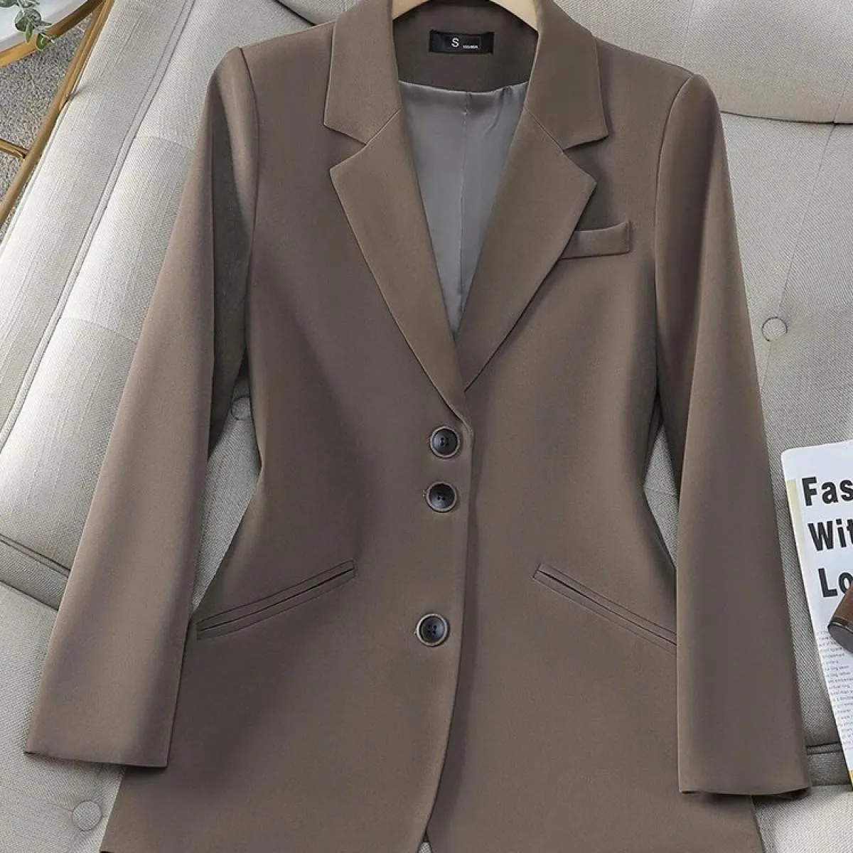 Cappotto blazer allentato da donna autunno inverno nuovo arrivo caffè nero rosa giacca da donna monopetto a maniche lunghe femmi