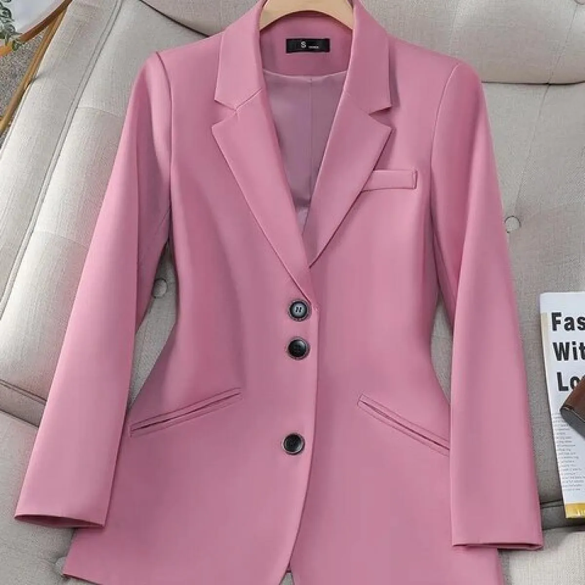 Cappotto blazer allentato da donna autunno inverno nuovo arrivo caffè nero rosa giacca da donna monopetto a maniche lunghe femmi