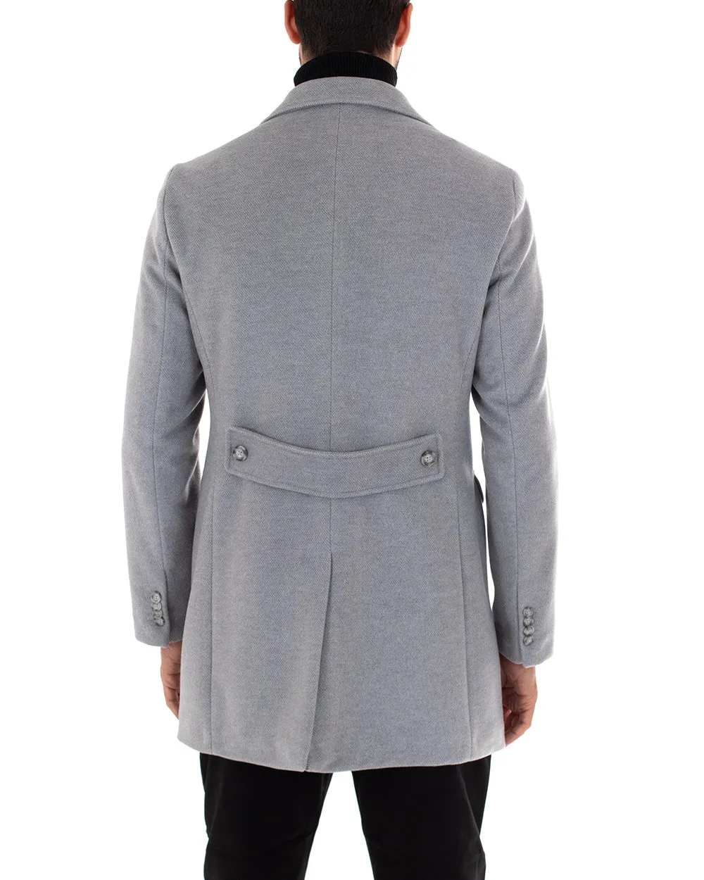 Cappotto Doppiopetto Uomo Giaccone Con Colletto Grigio Elegante GIOSAL-G2759A