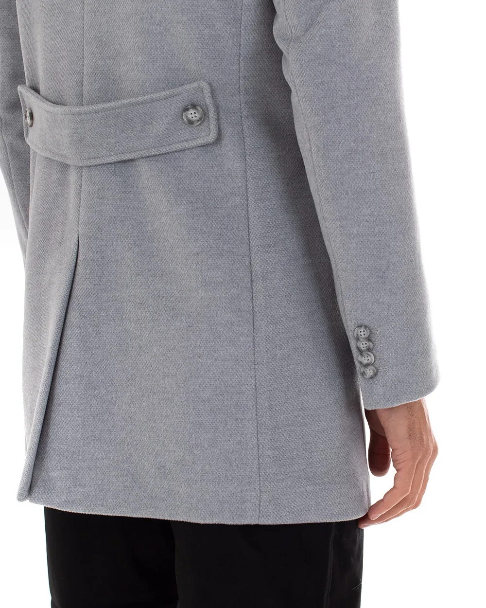 Cappotto Doppiopetto Uomo Giaccone Con Colletto Grigio Elegante GIOSAL-G2759A