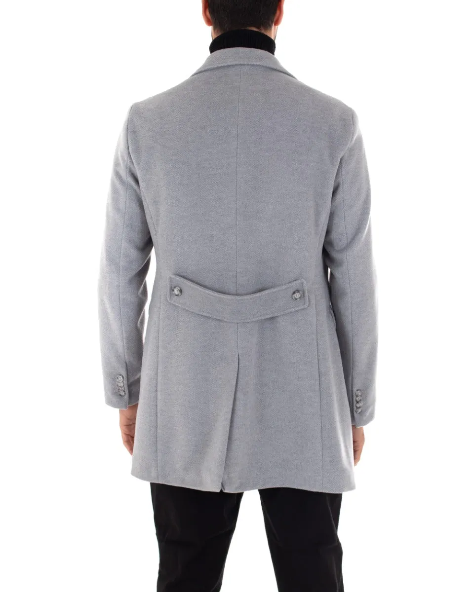 Cappotto Doppiopetto Uomo Giaccone Con Colletto Grigio Elegante GIOSAL-G2759A