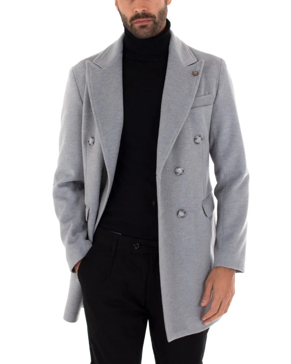 Cappotto Doppiopetto Uomo Giaccone Con Colletto Grigio Elegante GIOSAL-G2759A
