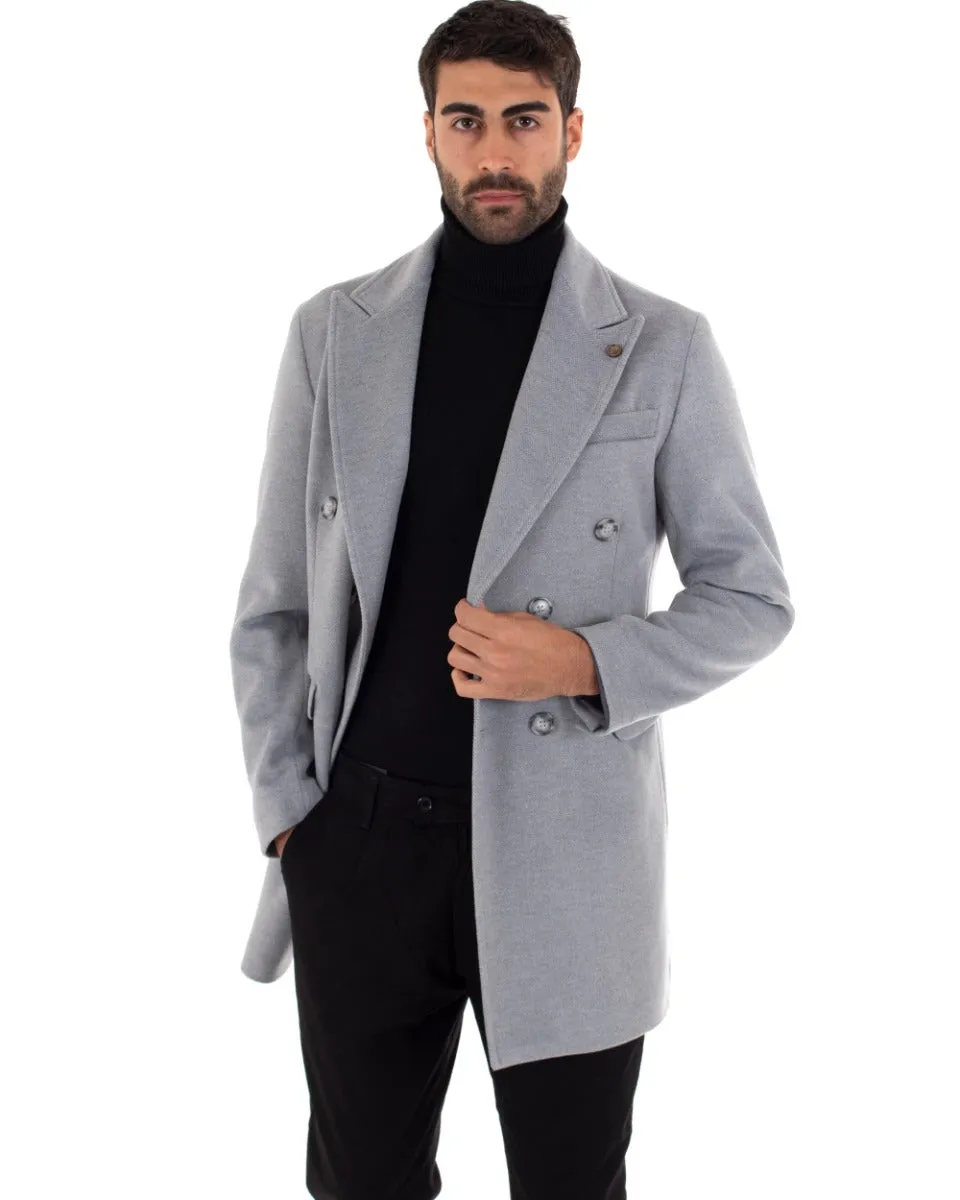 Cappotto Doppiopetto Uomo Giaccone Con Colletto Grigio Elegante GIOSAL-G2759A