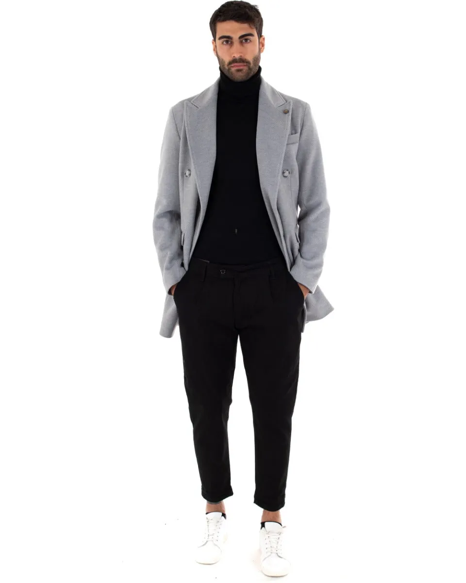 Cappotto Doppiopetto Uomo Giaccone Con Colletto Grigio Elegante GIOSAL-G2759A