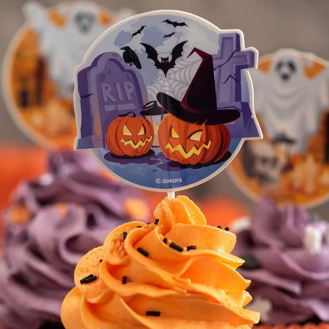 Capsule per cupcakes con stuzzicadenti di Halloween - 24 pezzi.