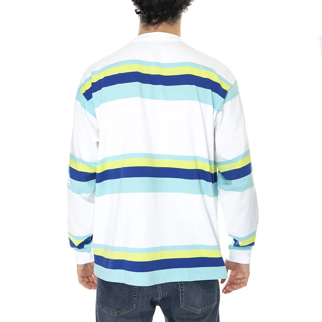 CARHARTT WIP L/S Huntington T-Shirt Huntington Stripe White / Lime - Maglietta Girocollo Maniche Lunghe Uomo Multicolore    