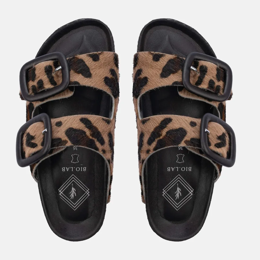 Ciabatta due fasce Bio.Lab Cristal Grace in cavallino leopardato