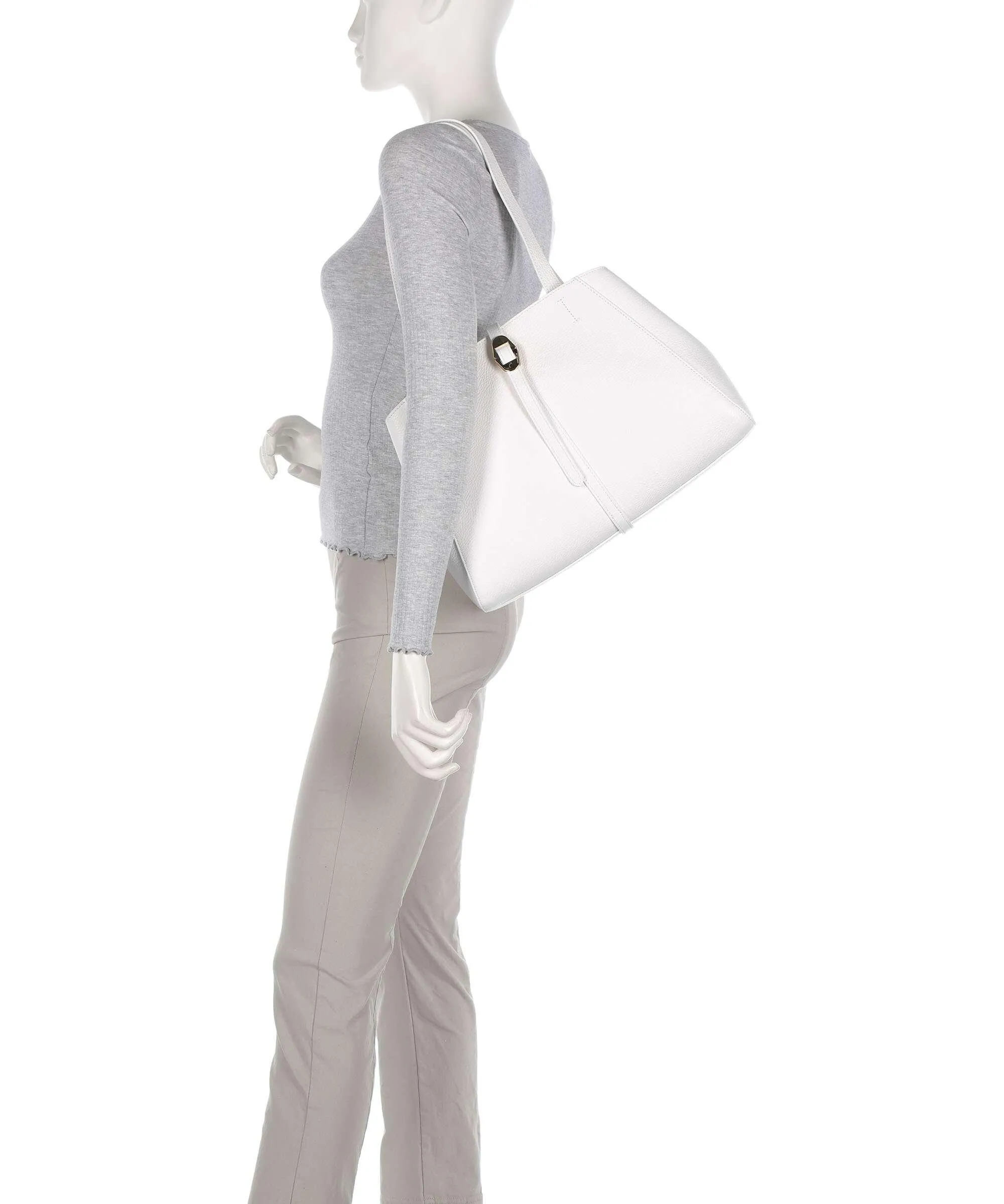  Coccinelle Chara Borsa shopper pelle granulata bianco  
