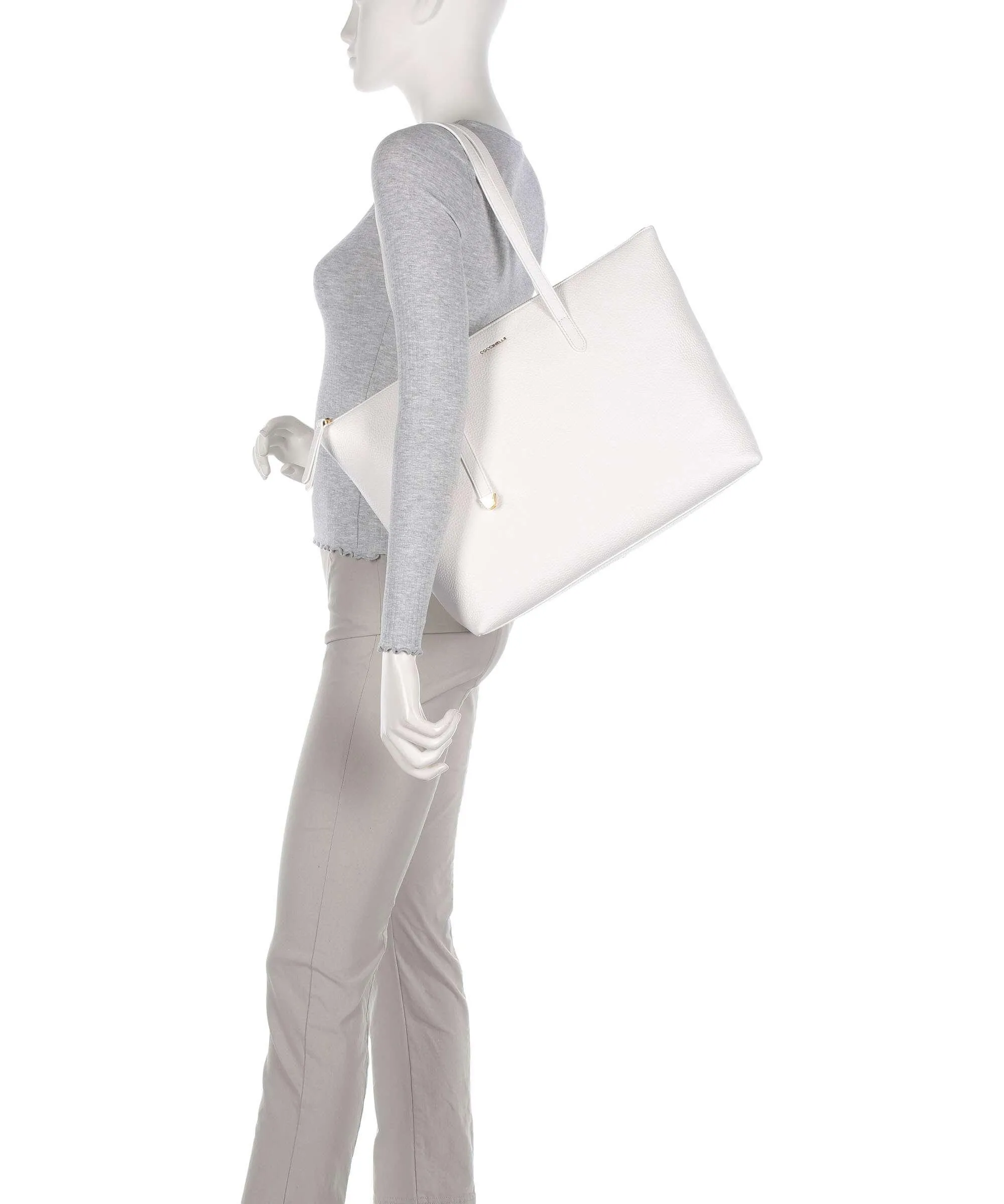  Coccinelle Gleen Borsa shopper pelle granulata bianco  