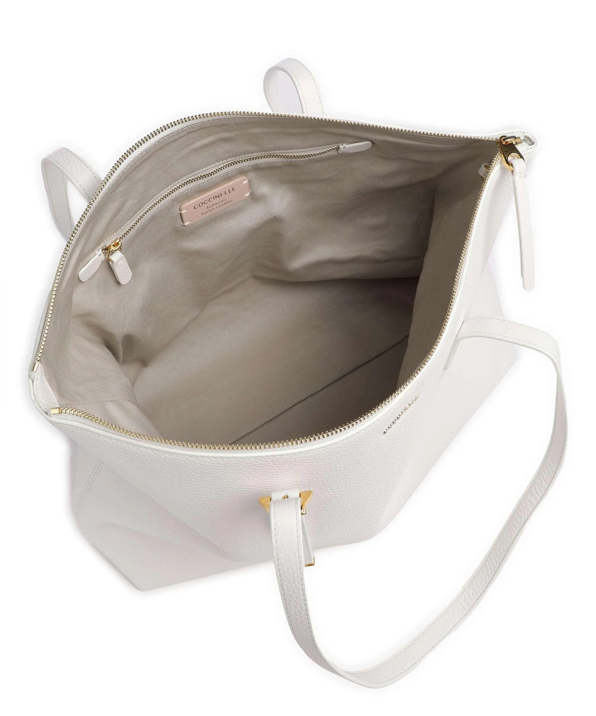  Coccinelle Gleen Borsa shopper pelle granulata bianco  
