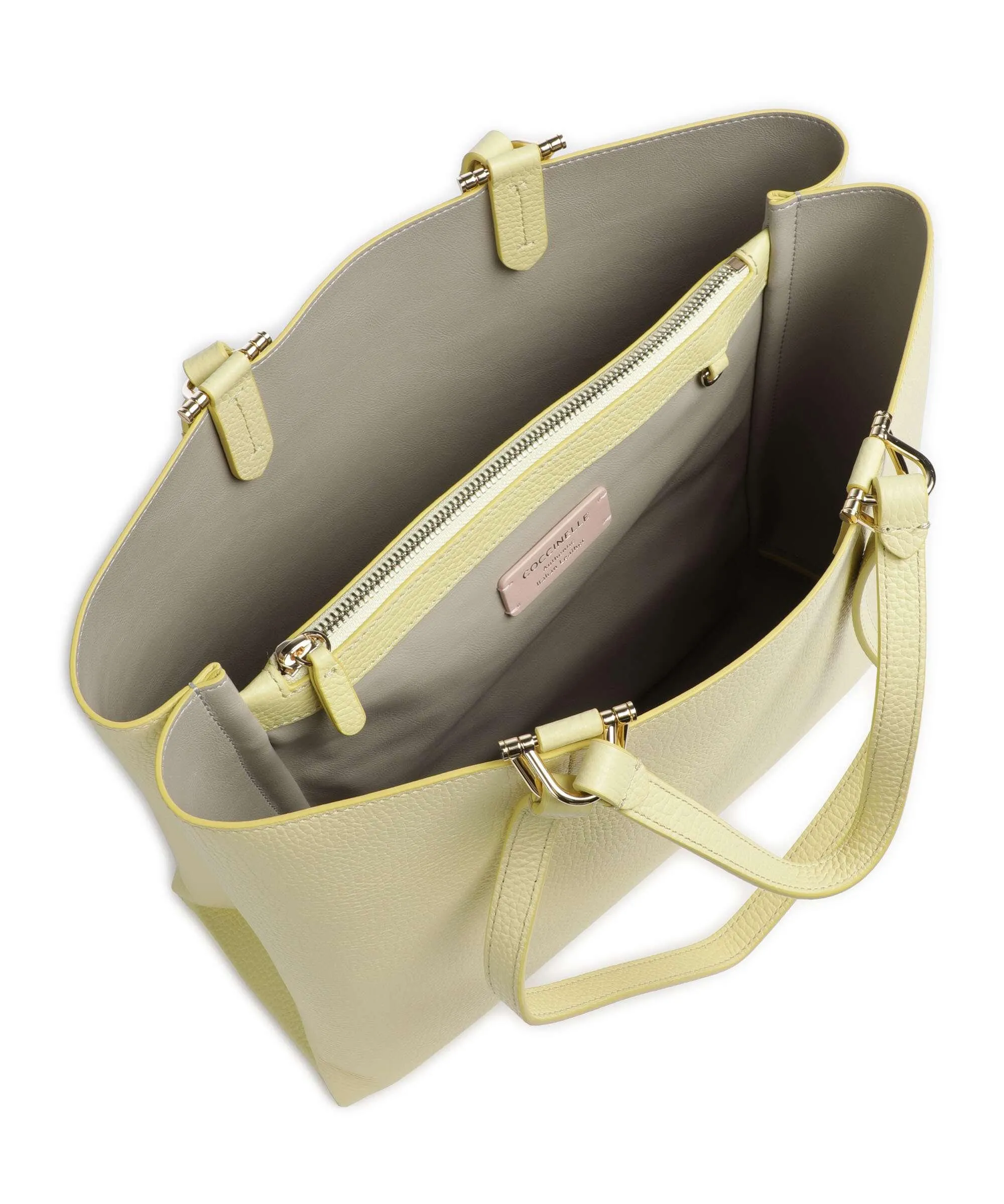 Coccinelle Hop On Borsa shopper pelle granulata giallo  