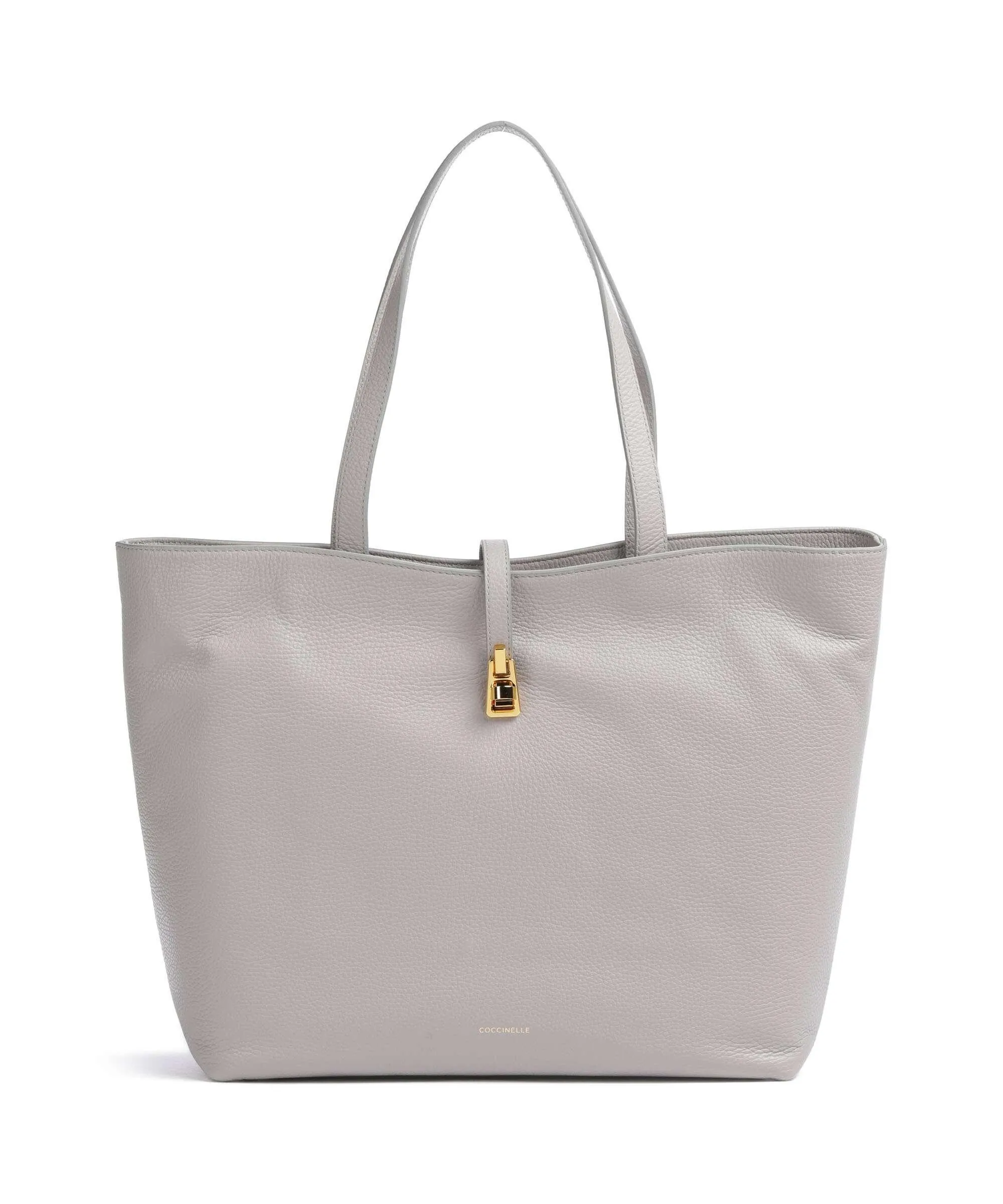  Coccinelle Magie Soft Borsa shopper pelle di vacchetta grana grigio chiaro  