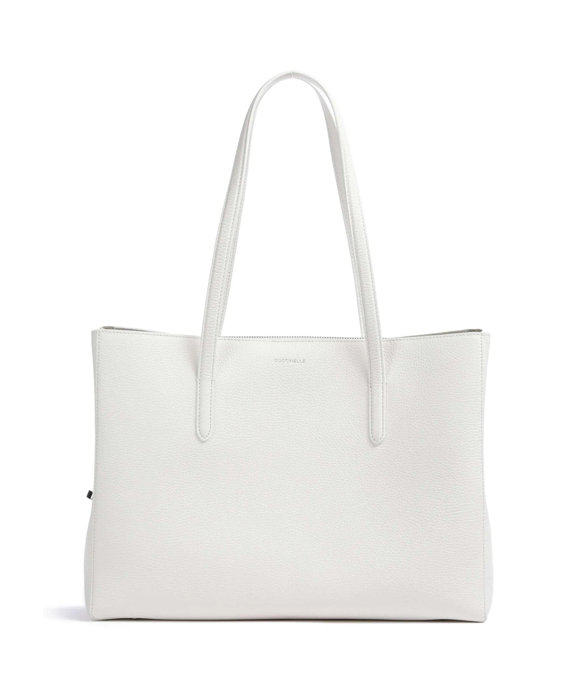  Coccinelle Swap Borsa shopper 13″ pelle di vacchetta grana bianco  