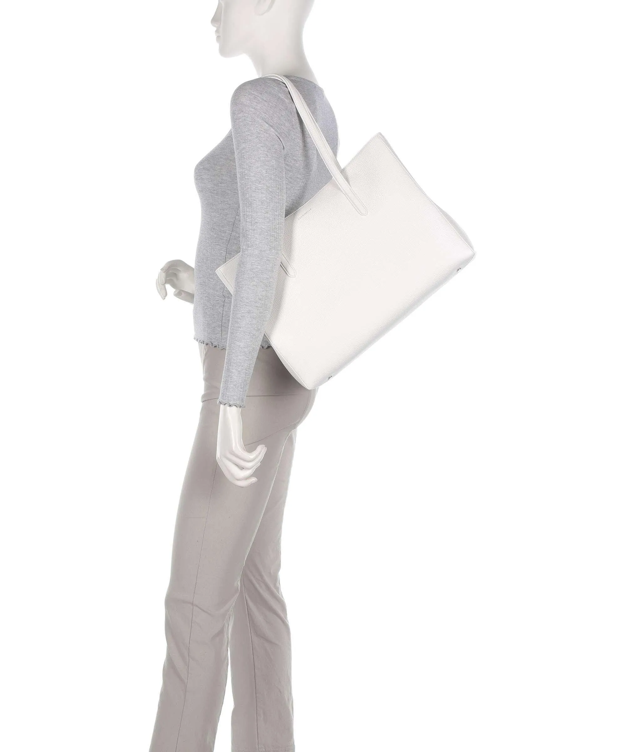 Coccinelle Swap Borsa shopper 13″ pelle di vacchetta grana bianco  