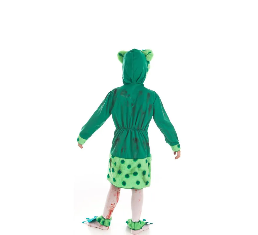 Costume da rana zombi con trucco di Halloween per bambina