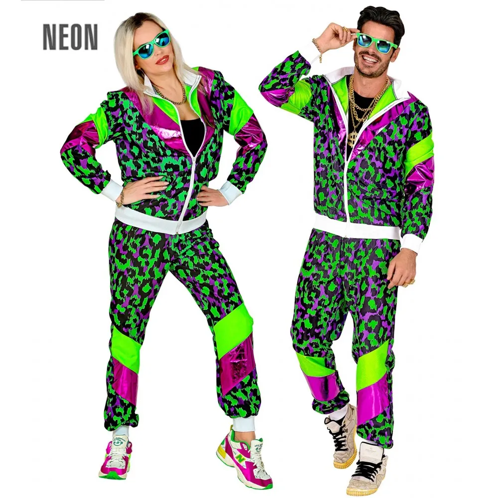 Costume Tuta Anni 80 Party Animal Fluorescente Unisex per Feste a TemaTaglia L, Adulto