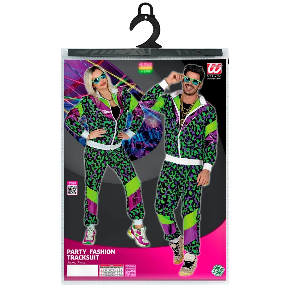 Costume Tuta Anni 80 Party Animal Fluorescente Unisex per Feste a TemaTaglia L, Adulto