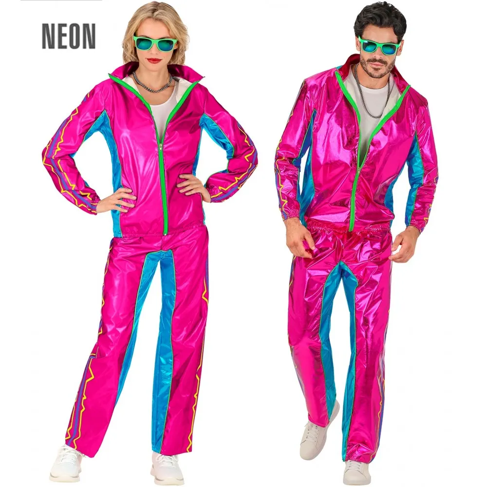 Costume Tuta Party Fashion Dance Rosa Metallizzato Unisex per Feste a Tema Taglia XL, Adulto