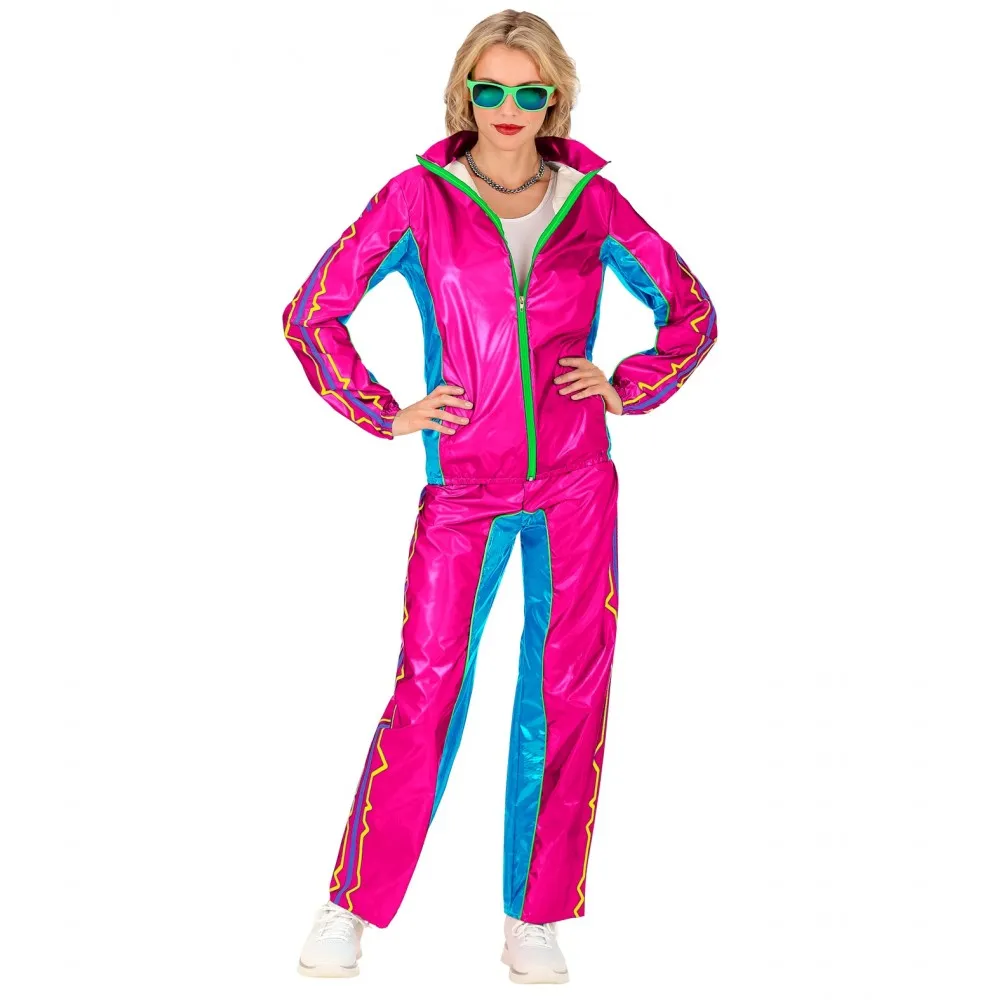 Costume Tuta Party Fashion Dance Rosa Metallizzato Unisex per Feste a Tema Taglia XL, Adulto
