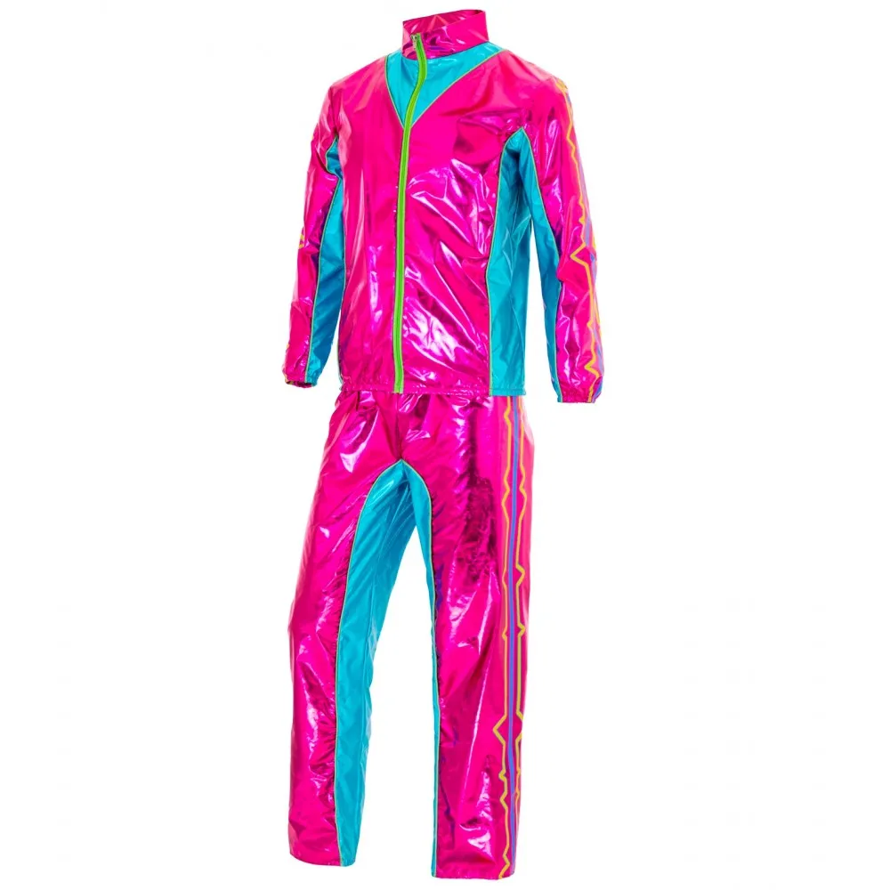 Costume Tuta Party Fashion Dance Rosa Metallizzato Unisex per Feste a Tema Taglia XL, Adulto
