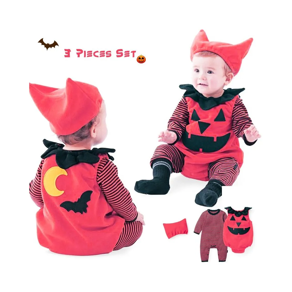 Costume/tutina 3 pz di Halloween per bambino 0-24 mesi