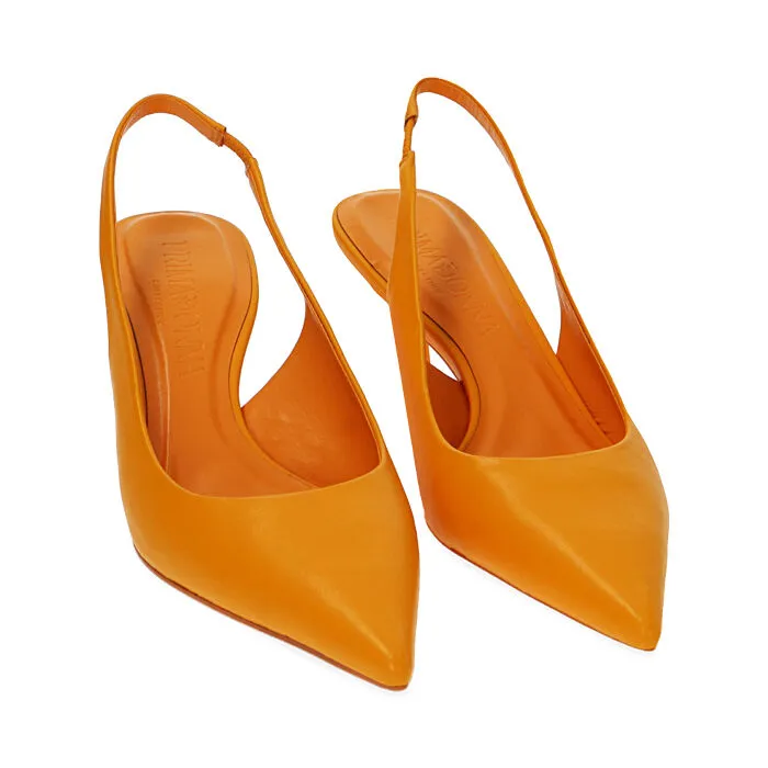 Décolleté slingback arancio, tacco 6 cm