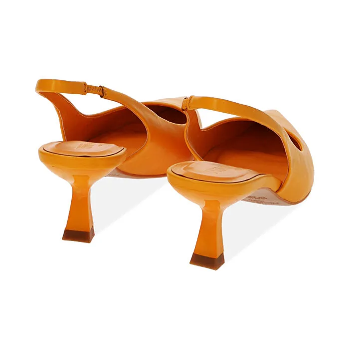 Décolleté slingback arancio, tacco 6 cm
