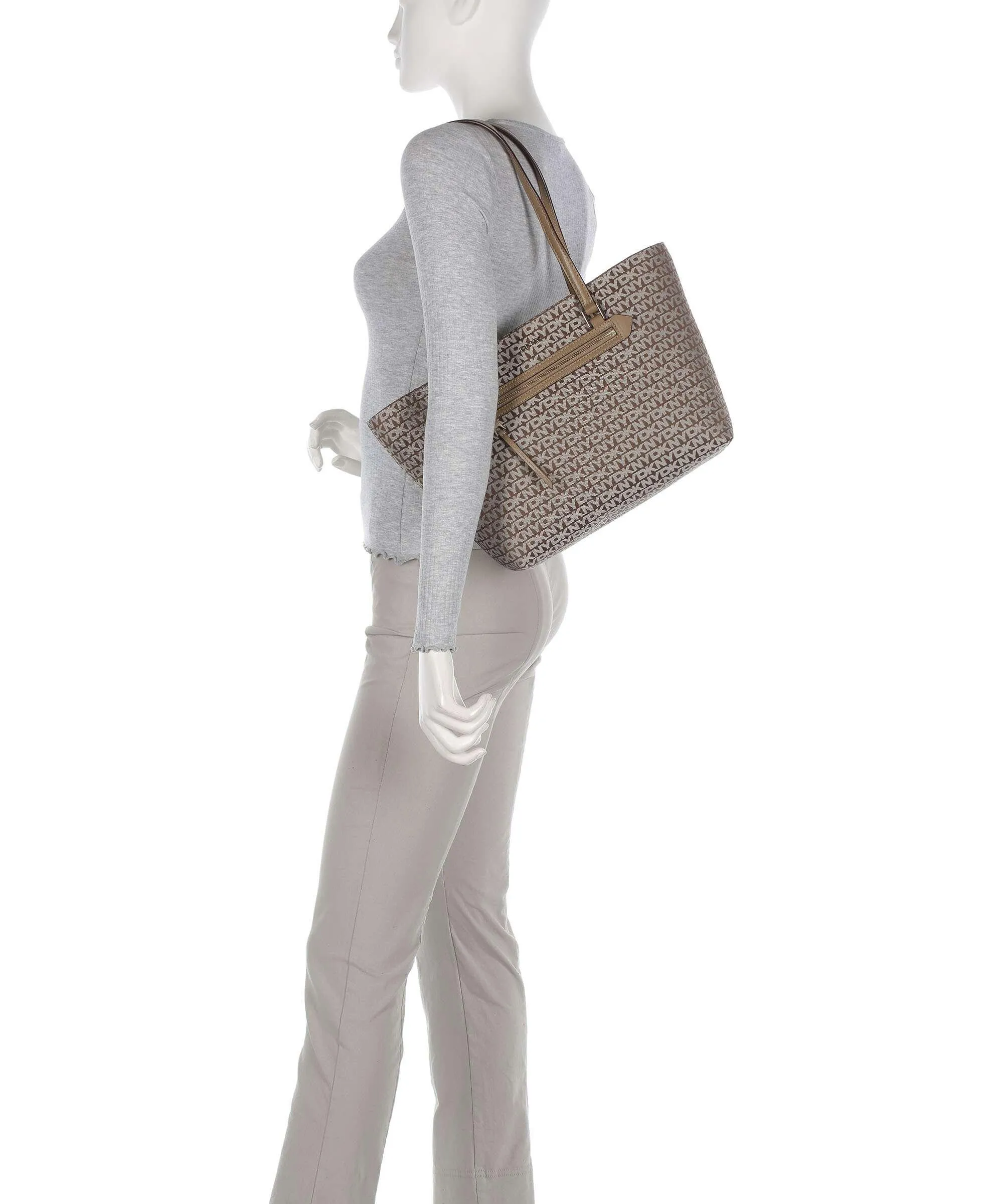  DKNY Bryant Borsa shopper poliestere, pelle di vacchetta grana marrone chiaro  