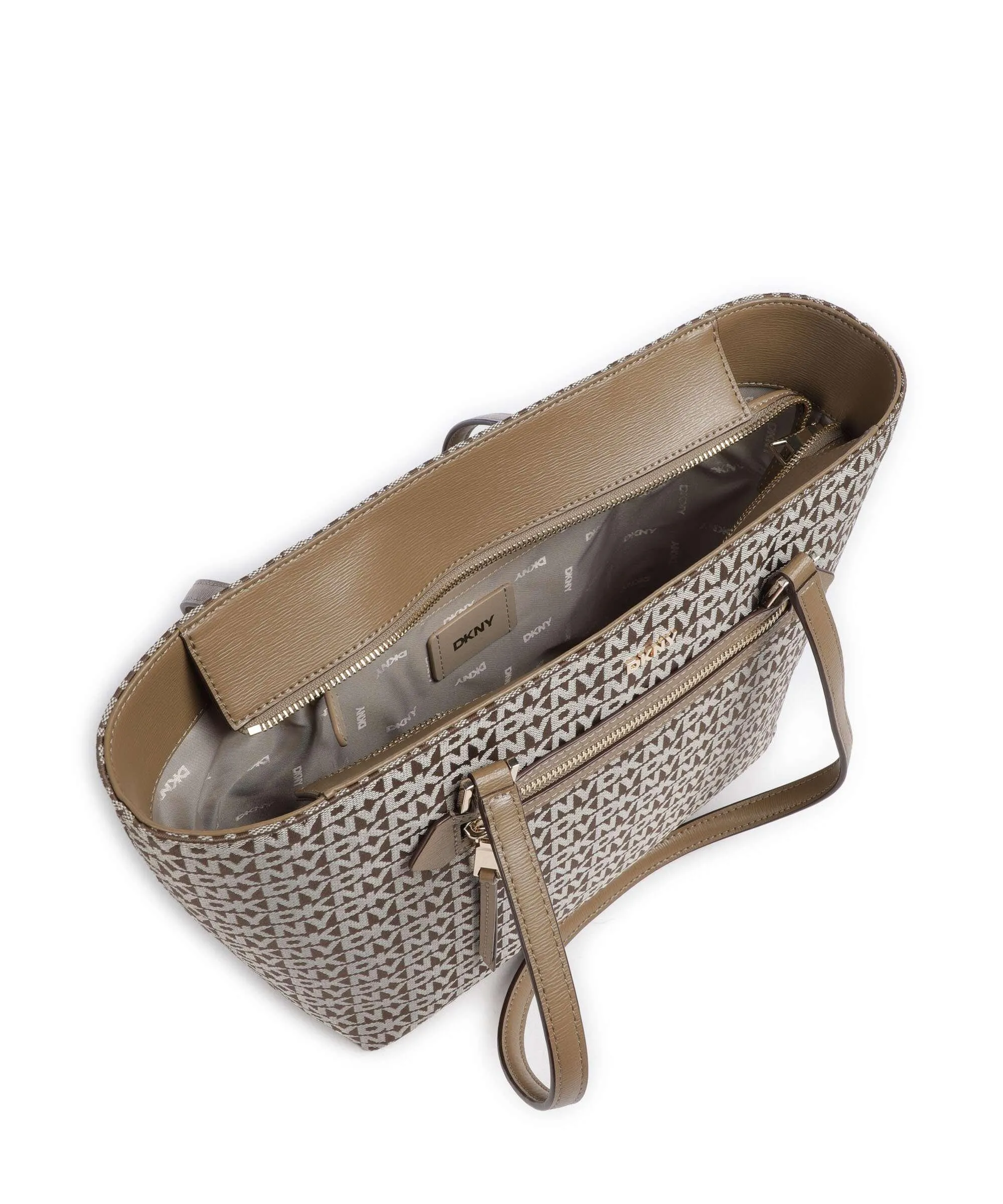  DKNY Bryant Borsa shopper poliestere, pelle di vacchetta grana marrone chiaro  