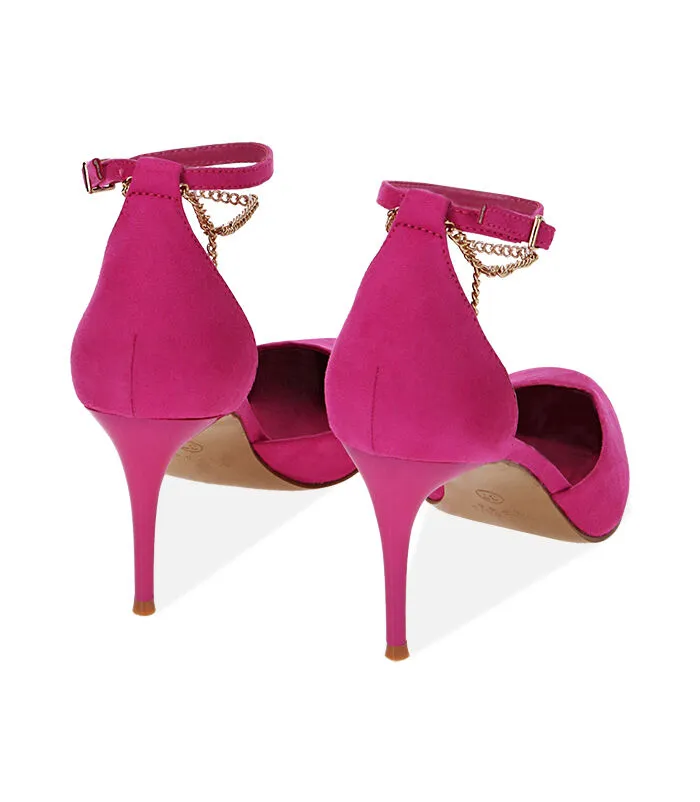 Décolleté fucsia in microfibra, tacco 8 cm