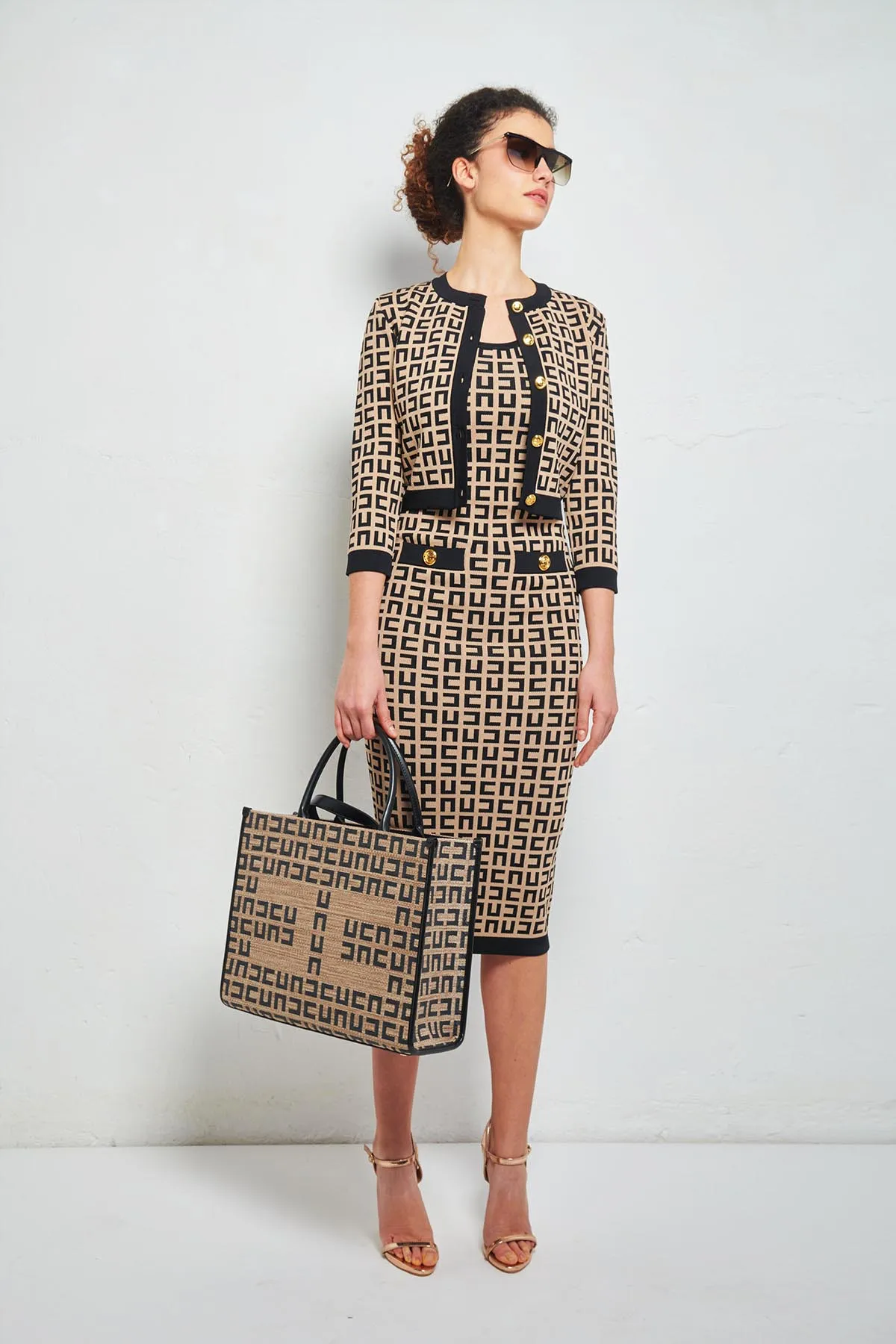 ELISABETTA FRANCHI Shopper media in rafia