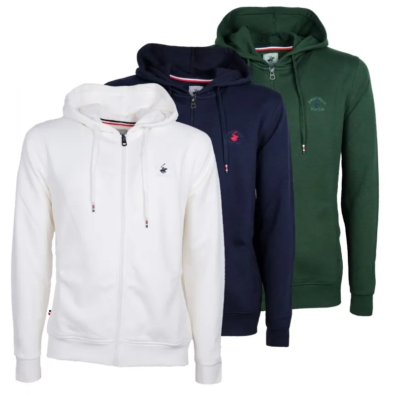 Felpa Uomo Con  zip e Cappuccio Beverly Hills Polo Club Felpe Invernali Tinta unita