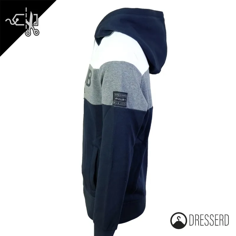 Felpa Uomo P-Club Felpe chiuse invernali con cappuccio, felpa Bicolore Dresserd Moda