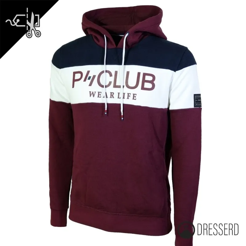 Felpa Uomo P-Club Felpe chiuse invernali con cappuccio, felpa Bicolore Dresserd Moda
