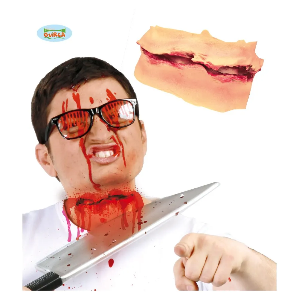 Ferita Taglio Gola Ferite Sangue Scherzi Trucchi Viso Halloween Effetti Speciali