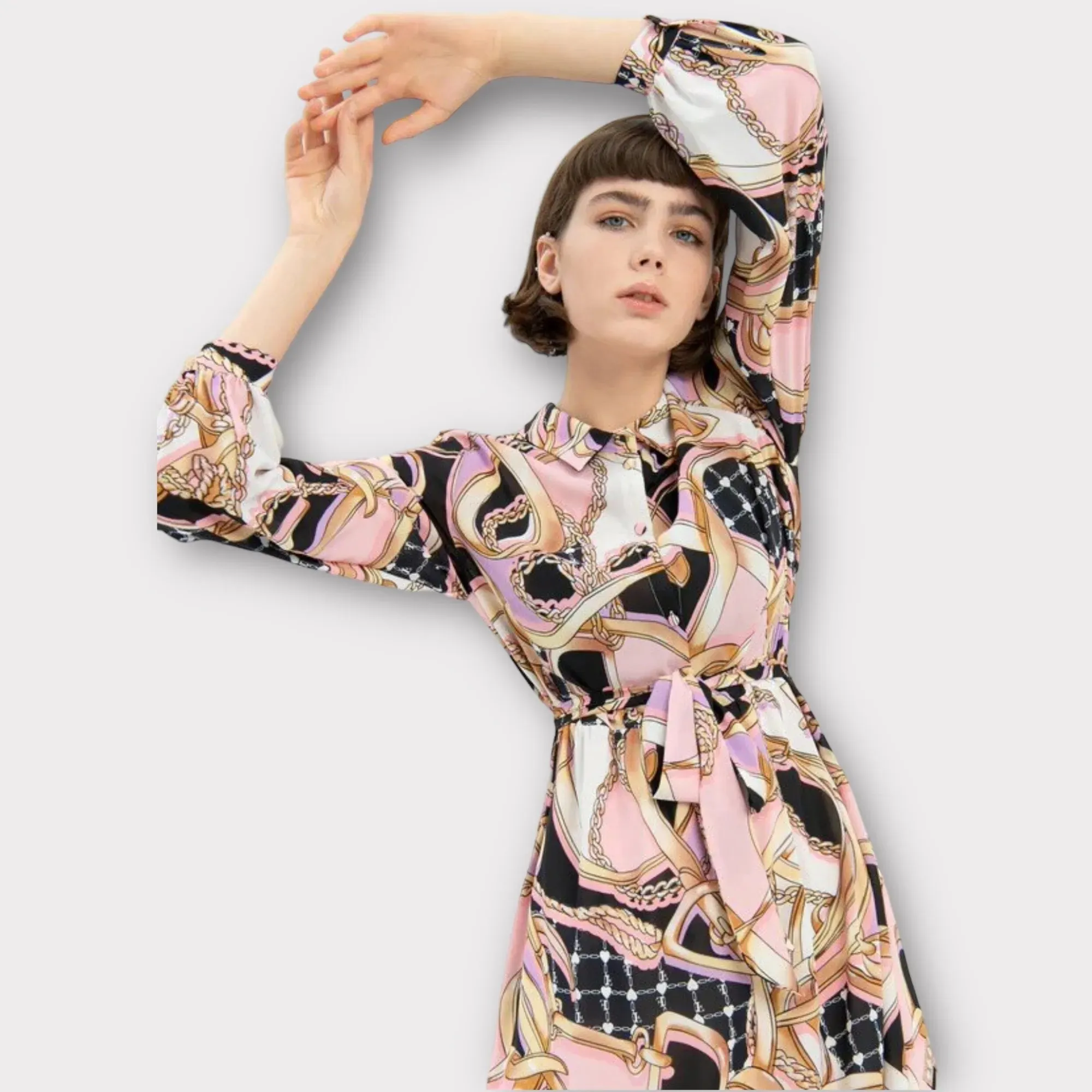 Fracomina – Abito chemisier midi in fantasia foulard
