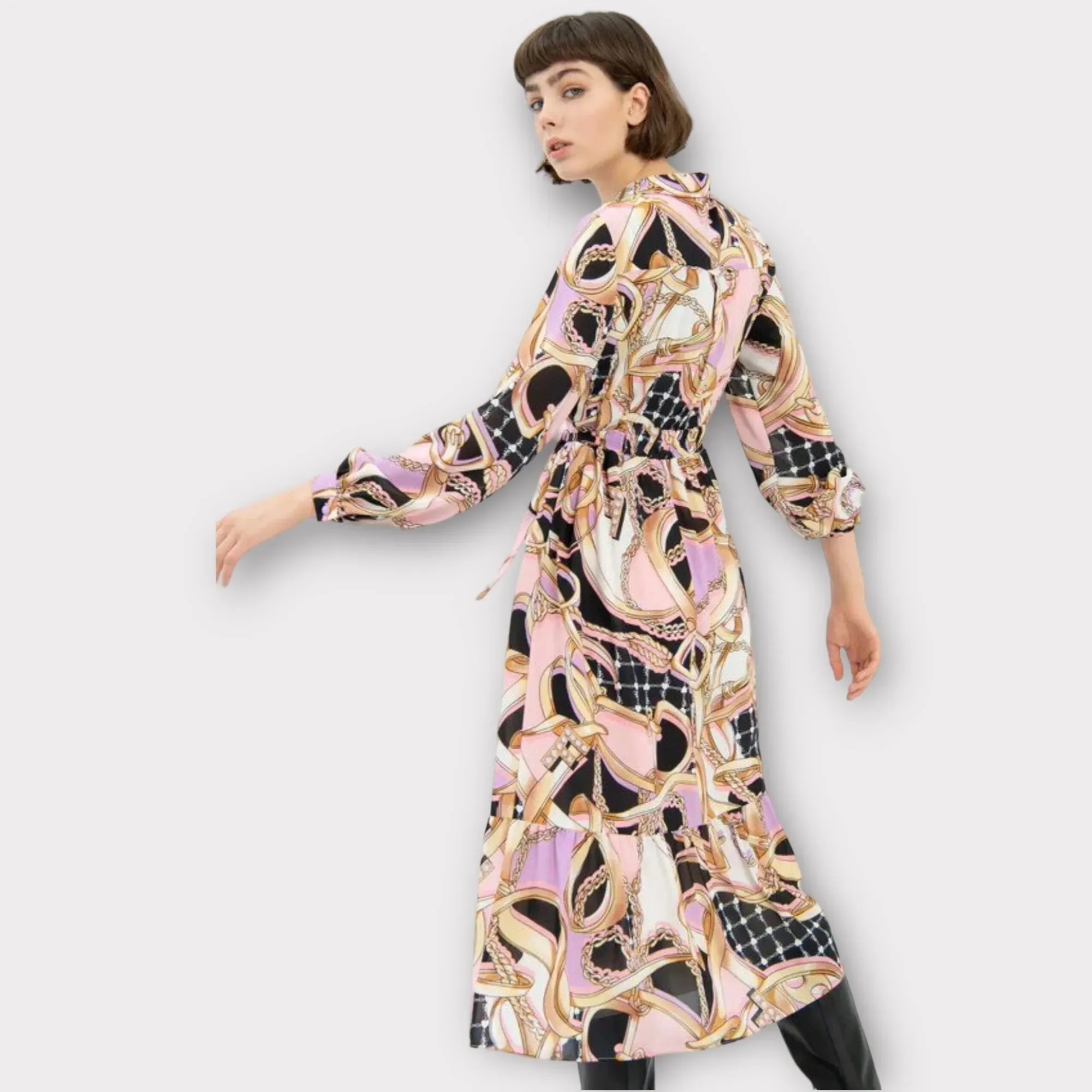 Fracomina – Abito chemisier midi in fantasia foulard