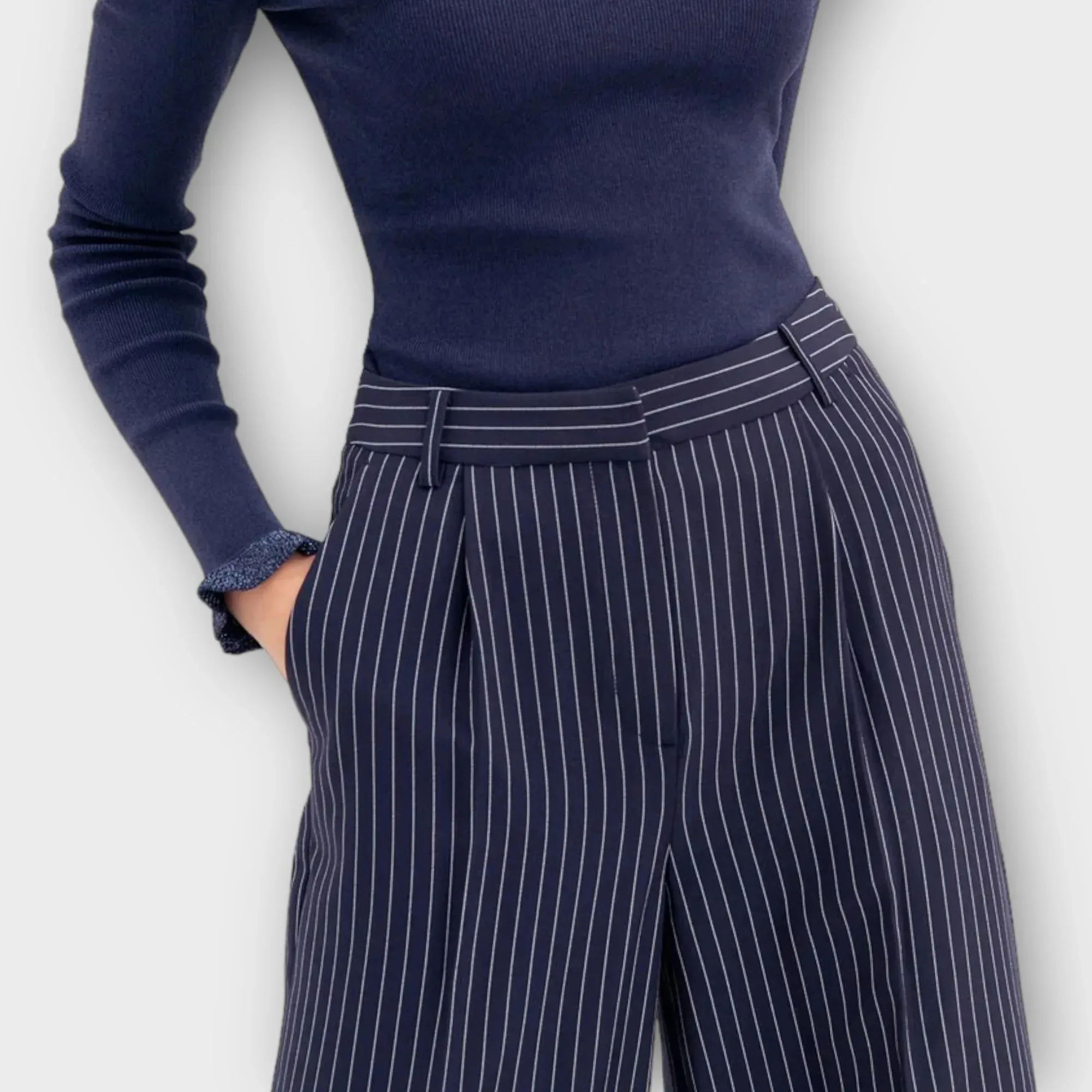 Fracomina – Pantalone ampio in fantasia gessata