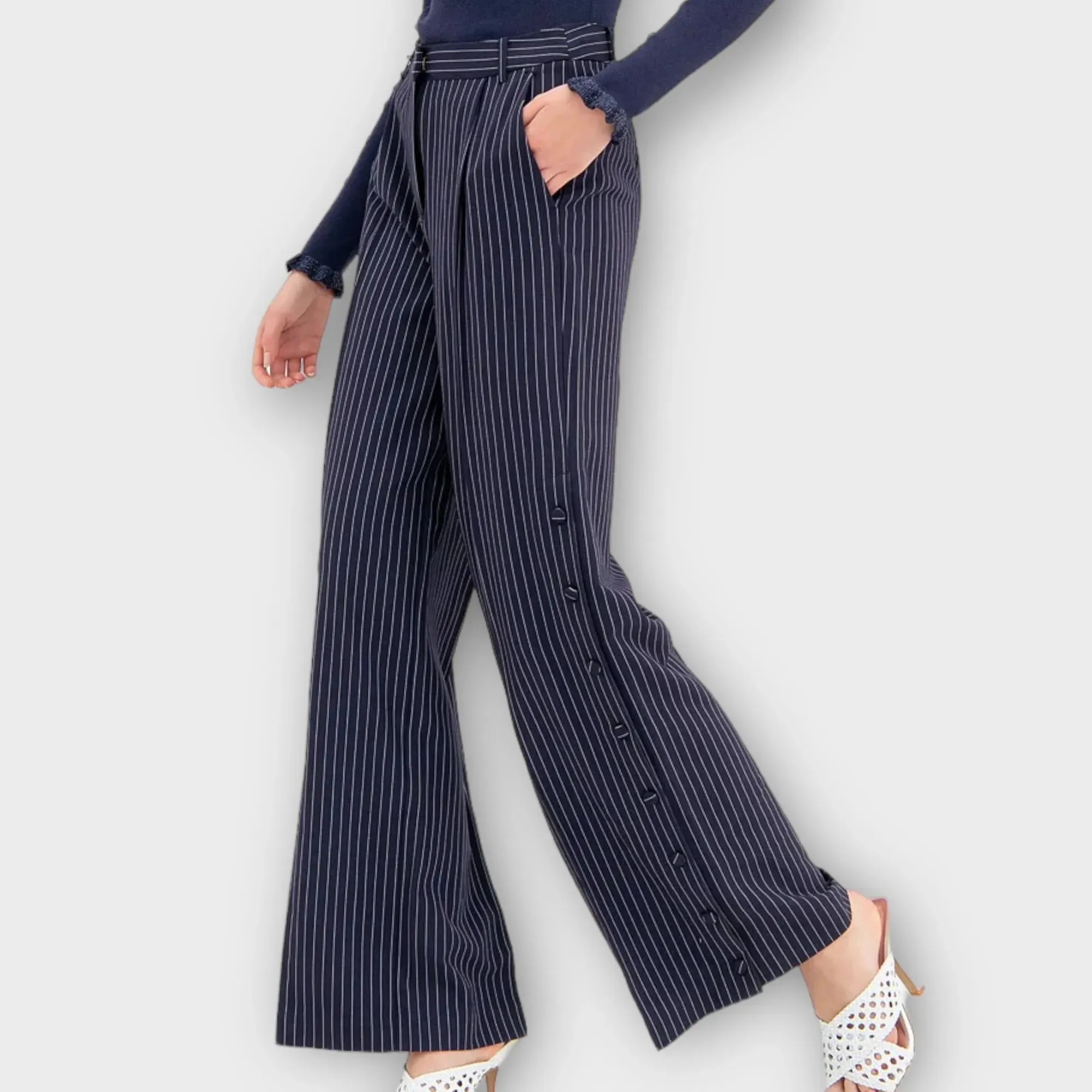 Fracomina – Pantalone ampio in fantasia gessata