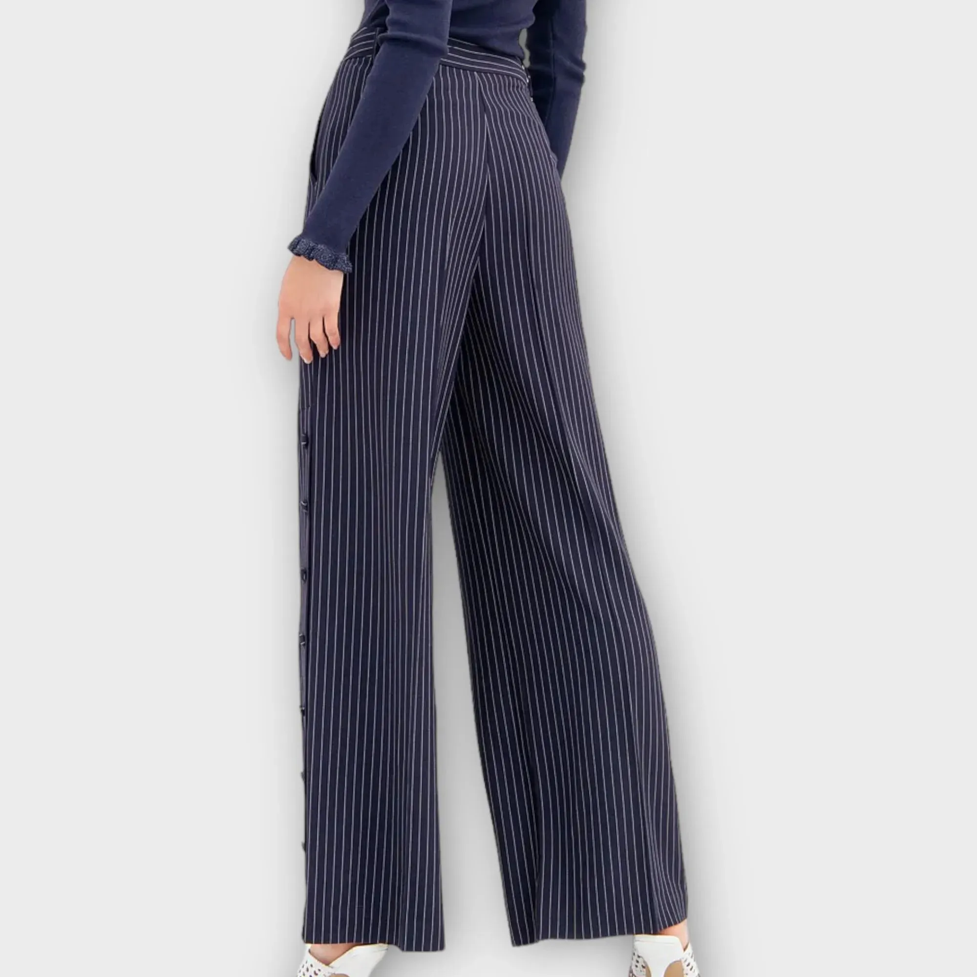 Fracomina – Pantalone ampio in fantasia gessata