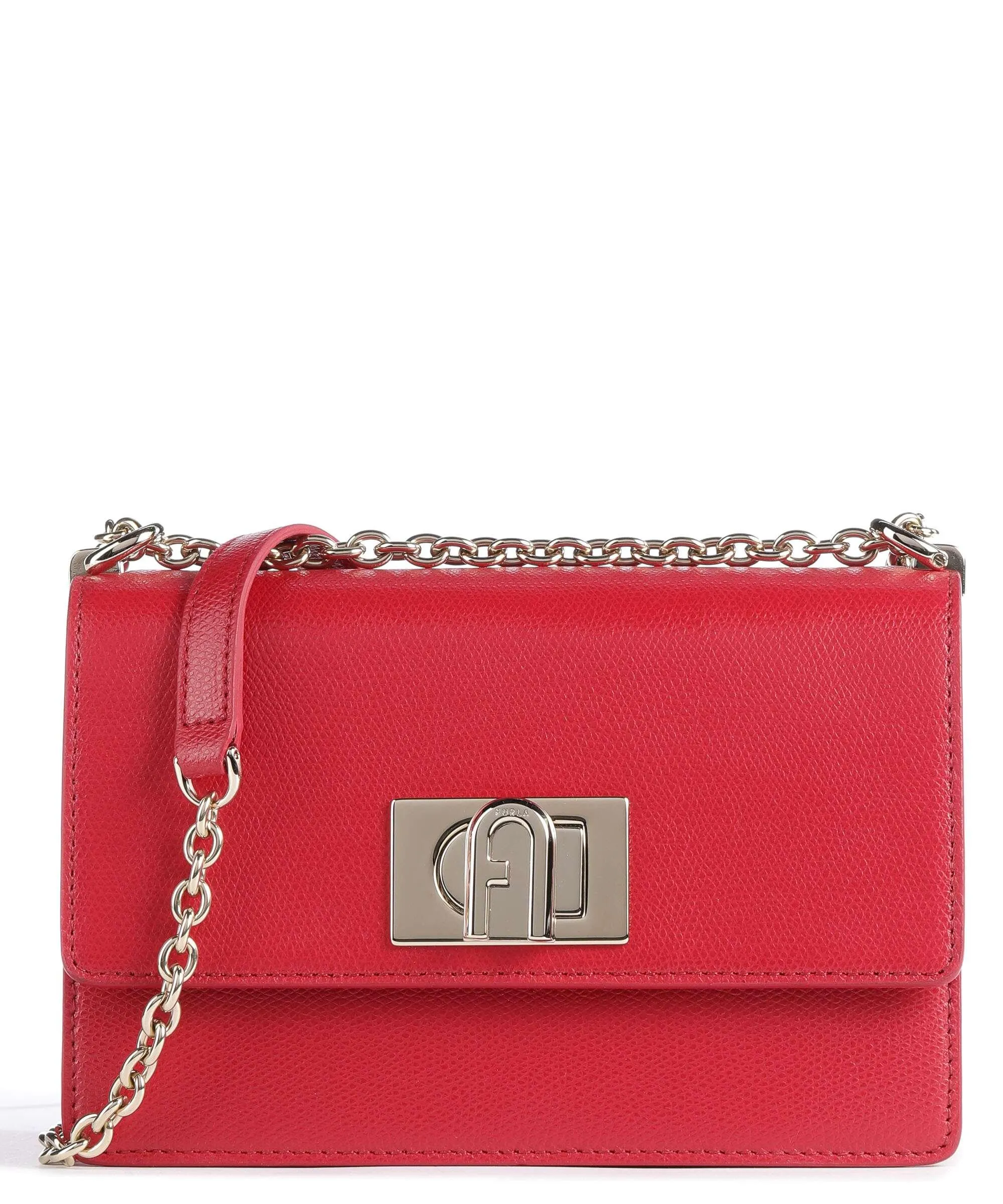  Furla 1927 Mini Borsa a spalla pelle di vacchetta grana rosso  