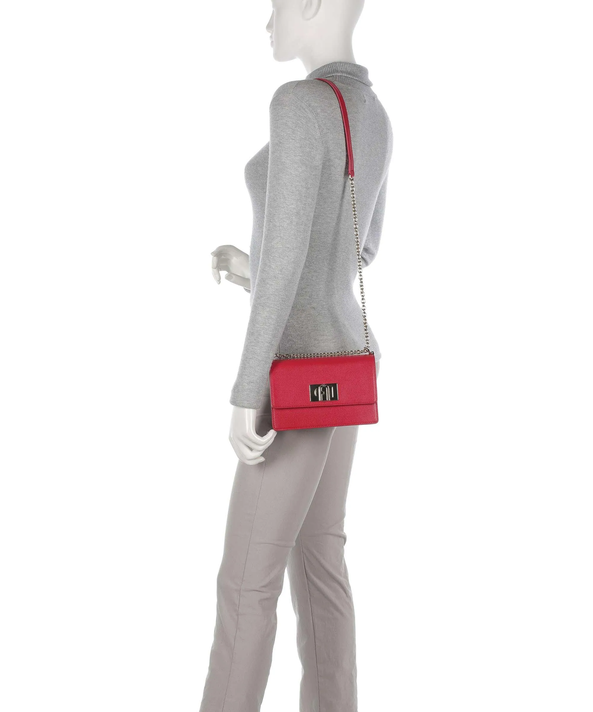  Furla 1927 Mini Borsa a spalla pelle di vacchetta grana rosso  