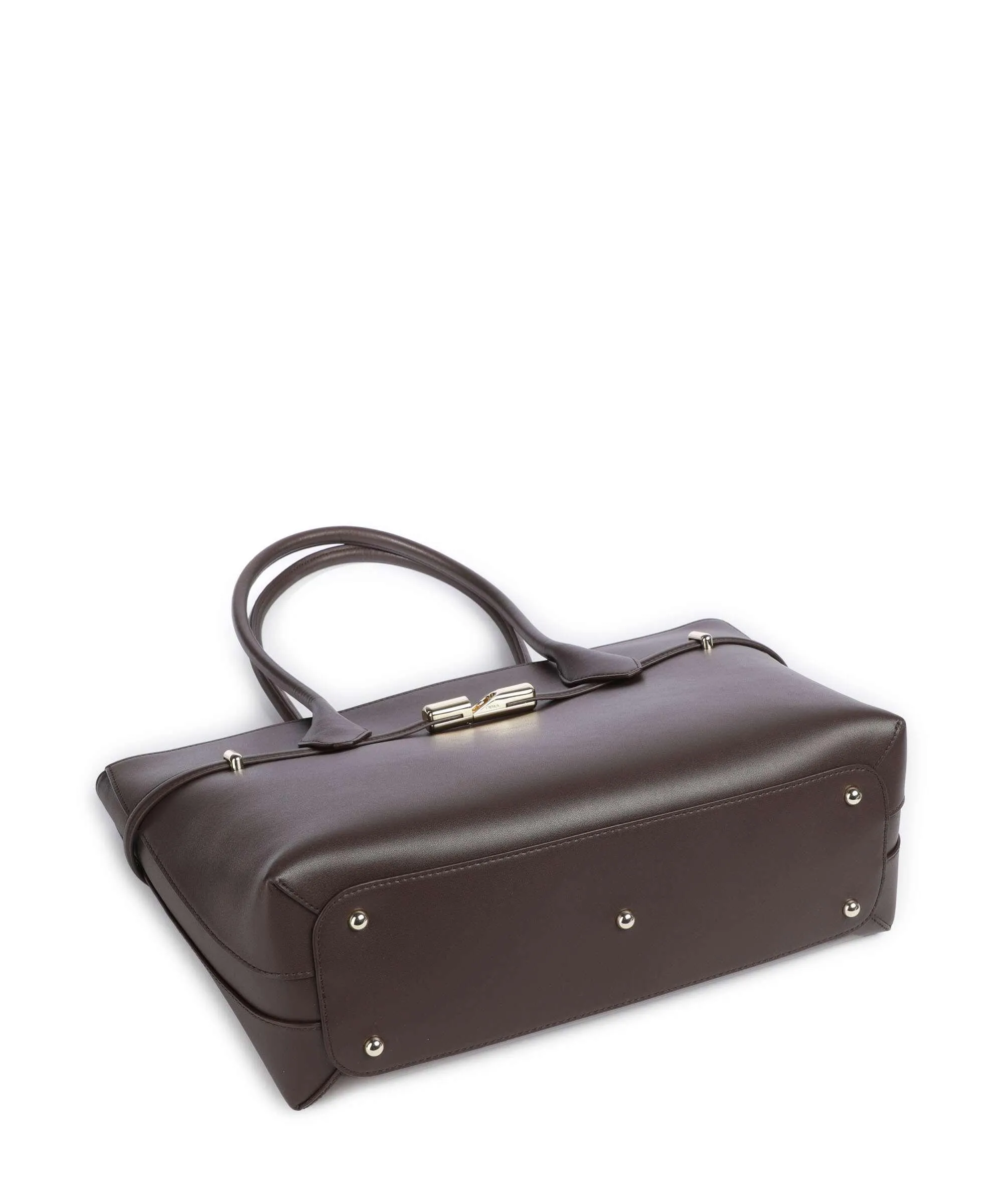  Furla Goccia L Borsa shopper pelle a grana fine marrone scuro  